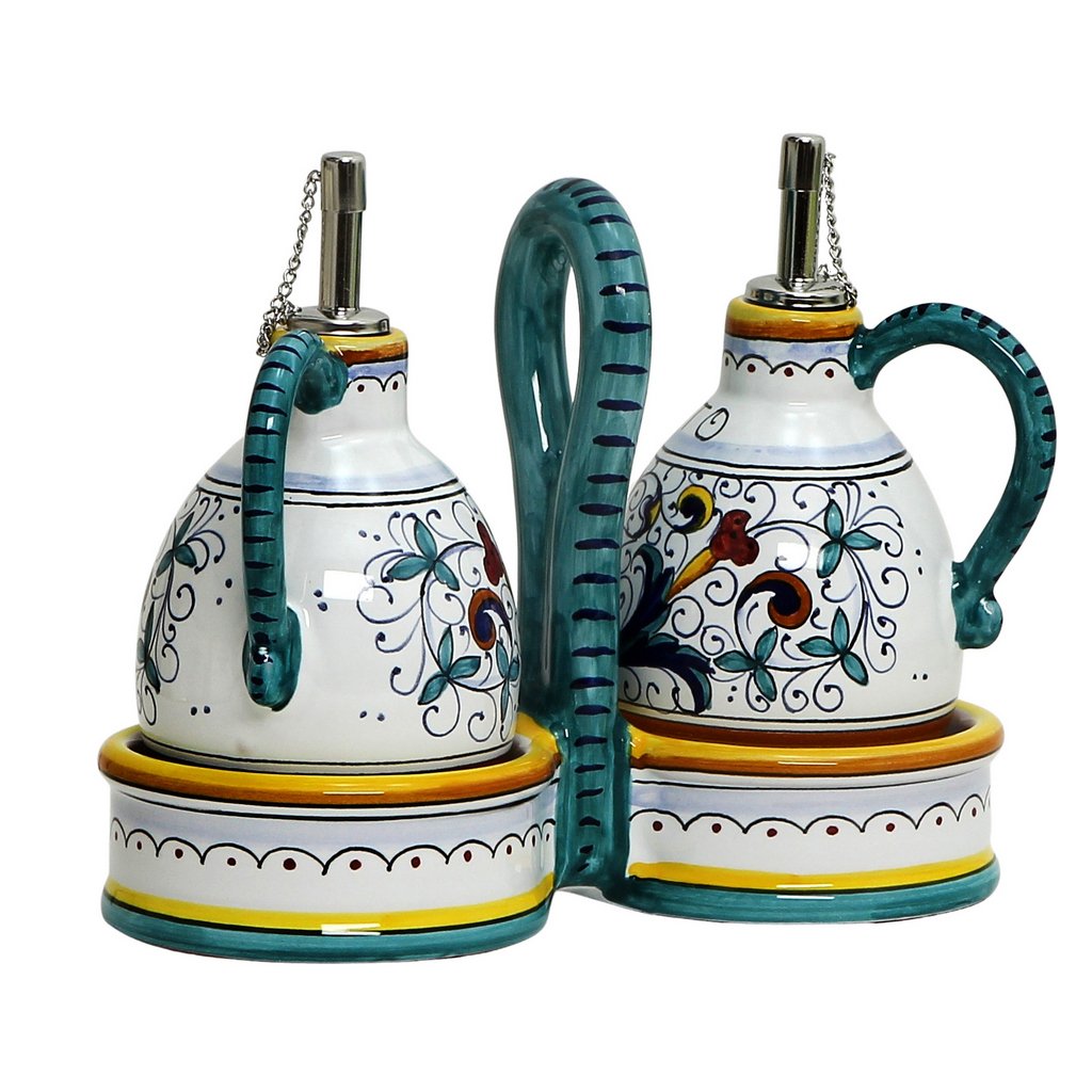 RICCO DERUTA DELUXE: Oil and Vinegar cruets set with caddy (NEW)