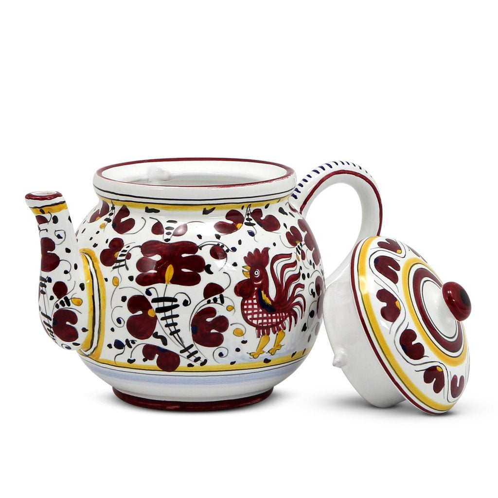 ORVIETO RED ROOSTER: Teapot [R]