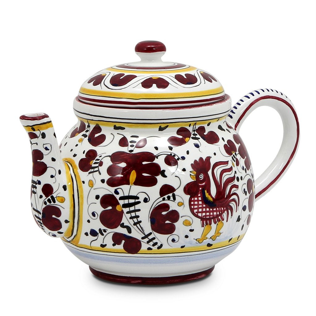 ORVIETO RED ROOSTER: Teapot [R]