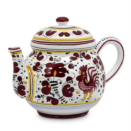 ORVIETO RED ROOSTER: Teapot [R]