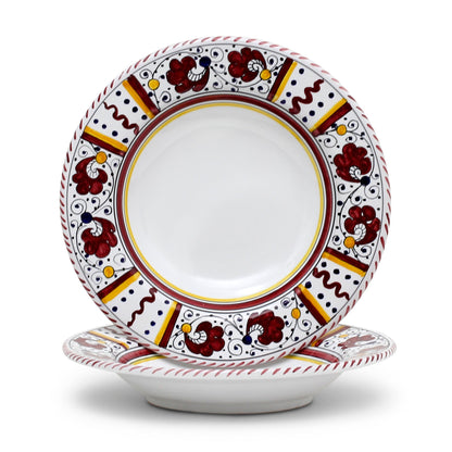 ORVIETO RED ROOSTER: 3 Pieces Dinnerware Place Setting - White Center