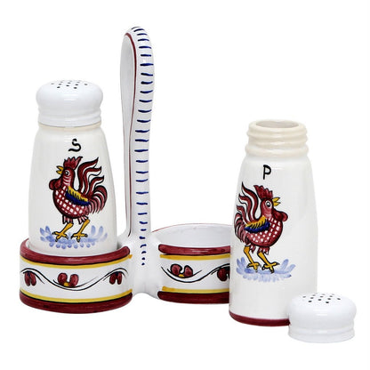 ORVIETO RED ROOSTER: Salt and Pepper Cruet