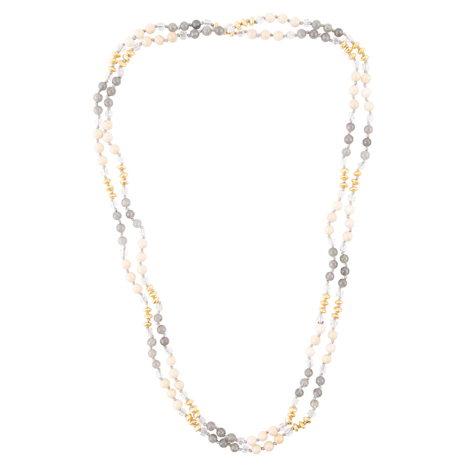 Natural Shine Grey Agate Endless Necklace Barse Jewelry