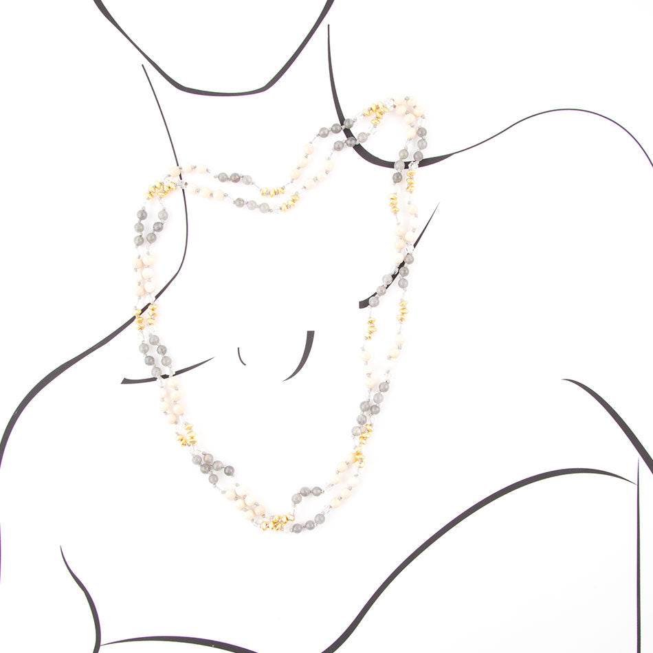 Natural Shine Grey Agate Endless Necklace Barse Jewelry