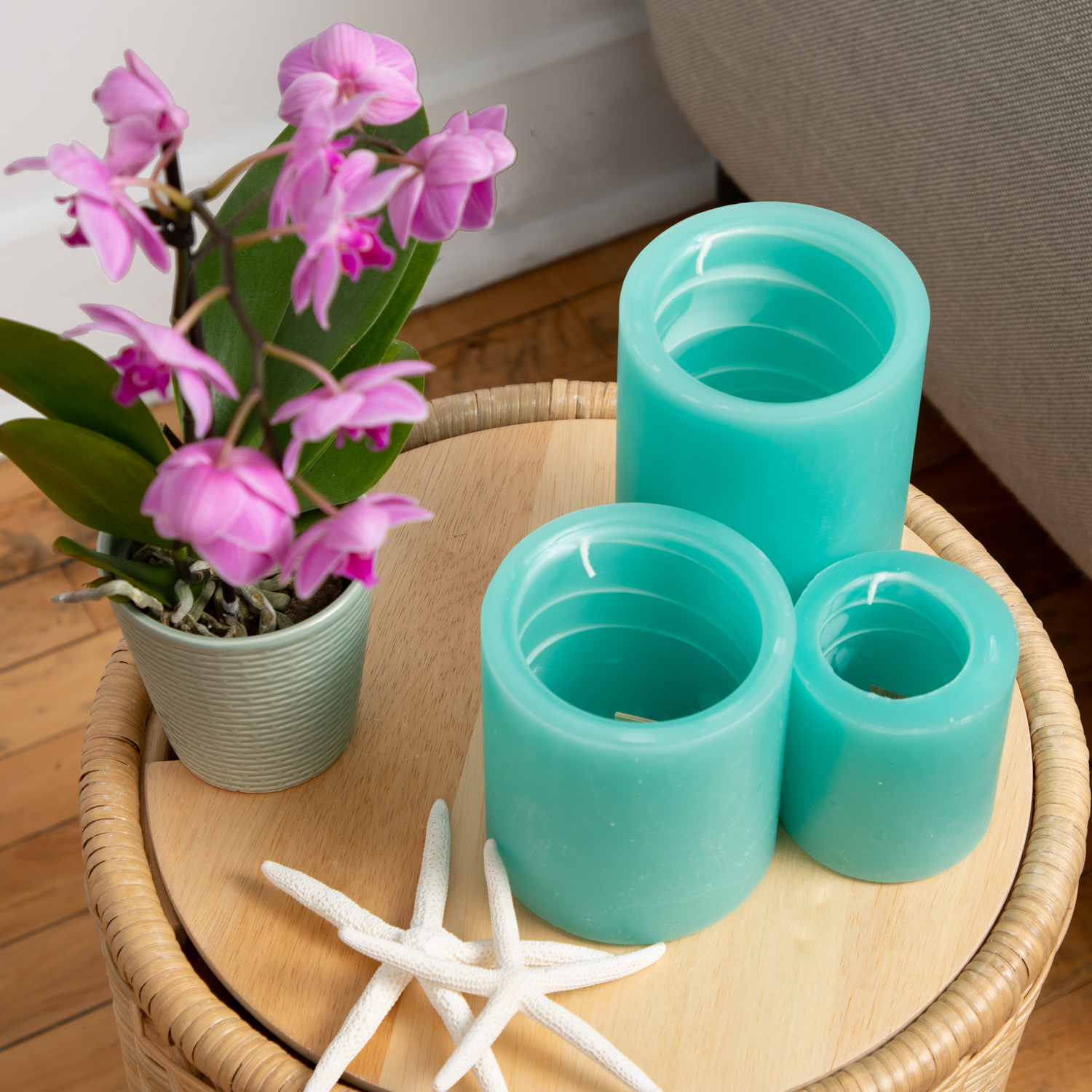 Sea Glass Spiral Light Candles