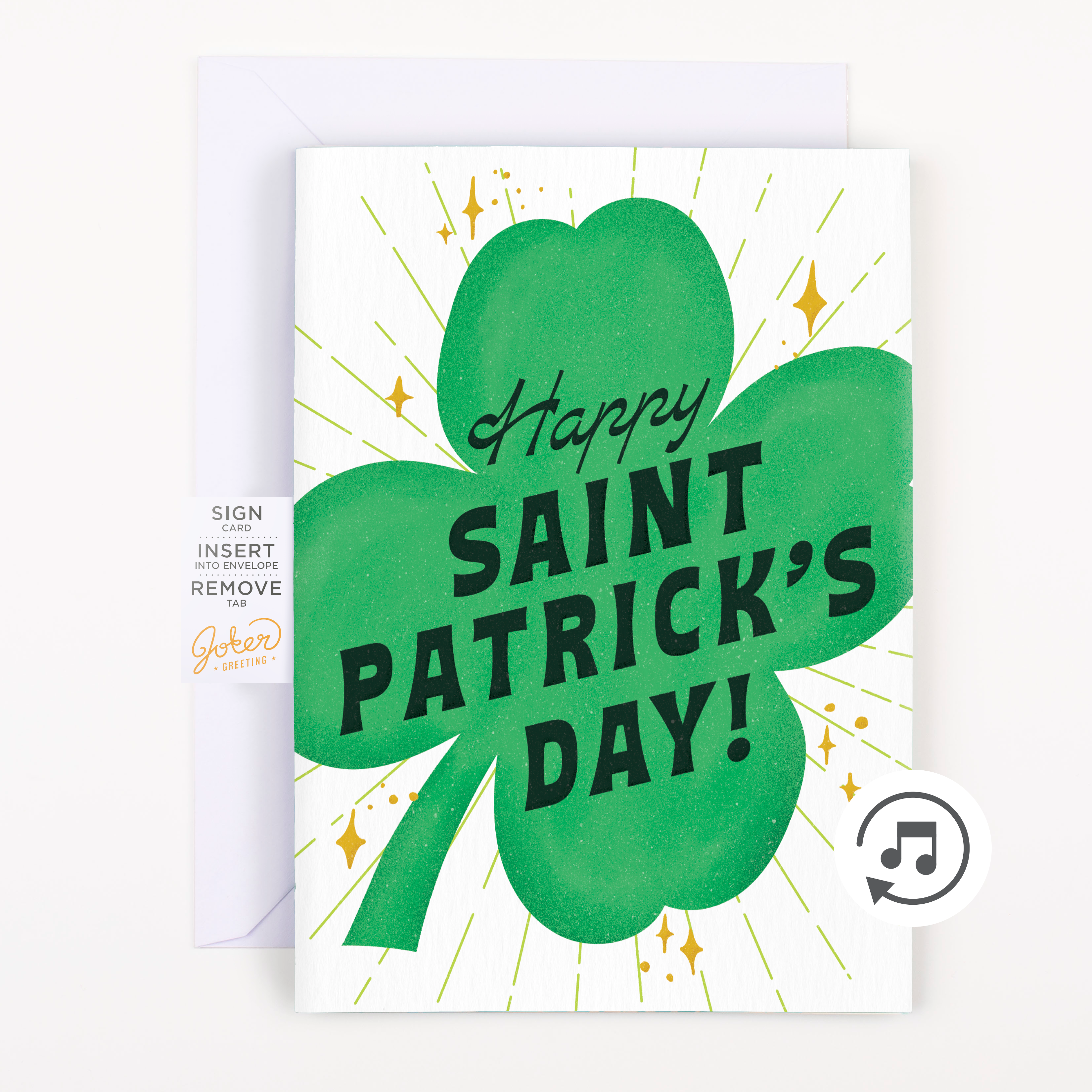 Endless Bagpipes St. Patricks Day Card with Glitter and Sticker Surprise Joker Greeting