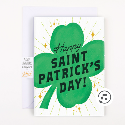 Endless Bagpipes St. Patricks Day Card with Glitter and Sticker Surprise Joker Greeting