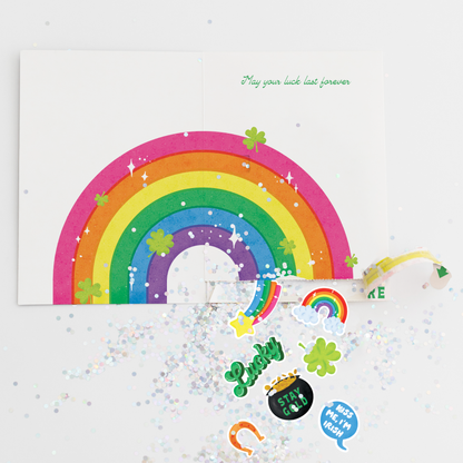 Endless Bagpipes St. Patricks Day Card with Glitter and Sticker Surprise Joker Greeting