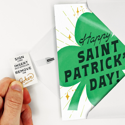 Endless Bagpipes St. Patricks Day Card with Glitter and Sticker Surprise Joker Greeting