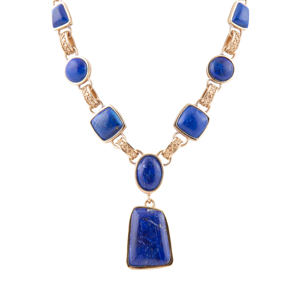 Royal Blue Lapis Golden Pendant Necklace Barse Jewelry