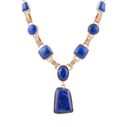Royal Blue Lapis Golden Pendant Necklace Barse Jewelry