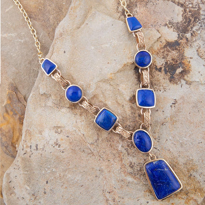 Royal Blue Lapis Golden Pendant Necklace Barse Jewelry