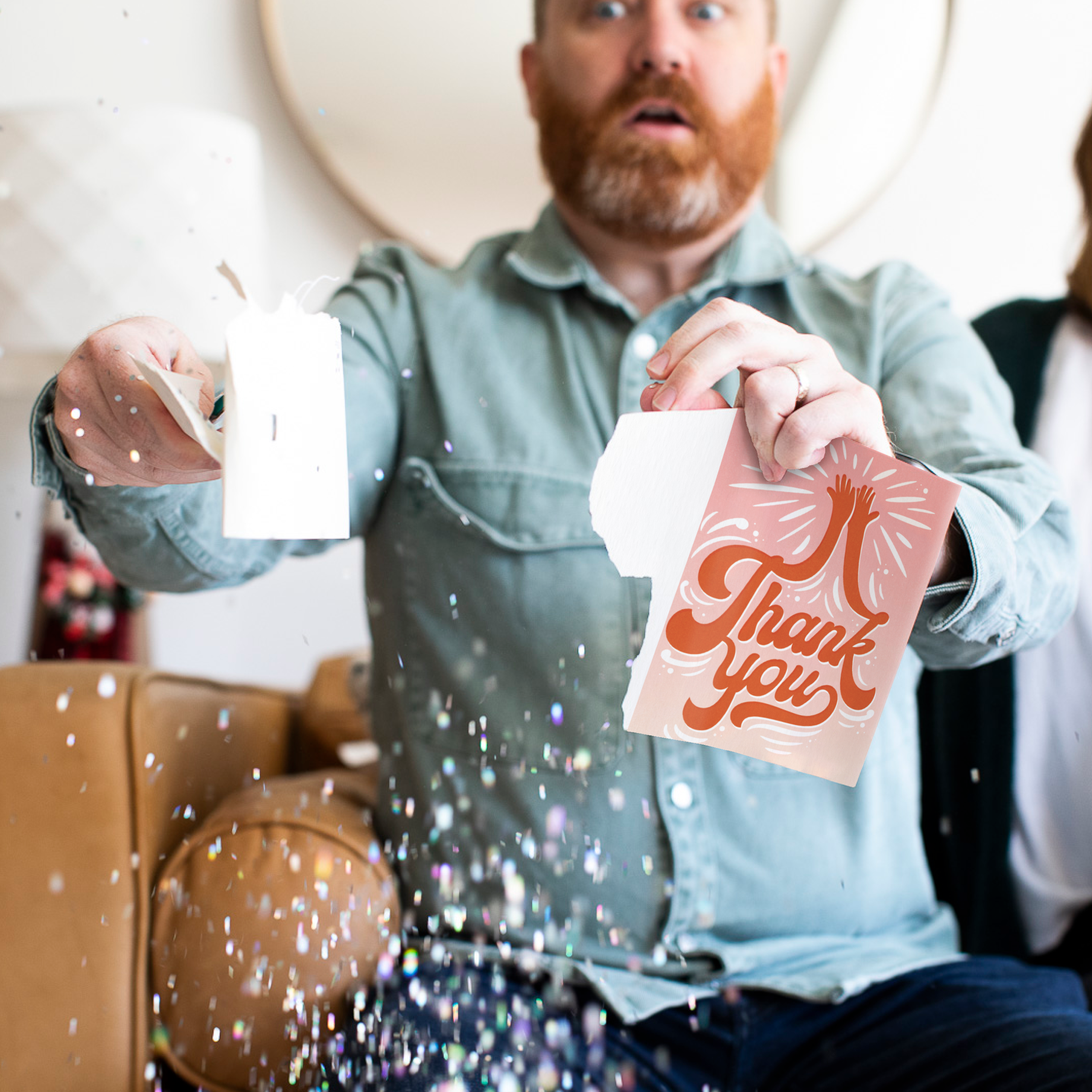 Endless High-Pitched Thank You Card with Glitter Joker Greeting