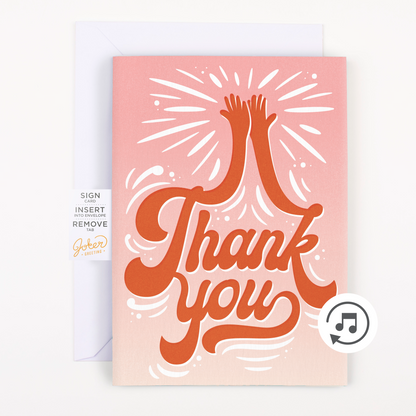 Endless High-Pitched Thank You Card with Glitter Joker Greeting