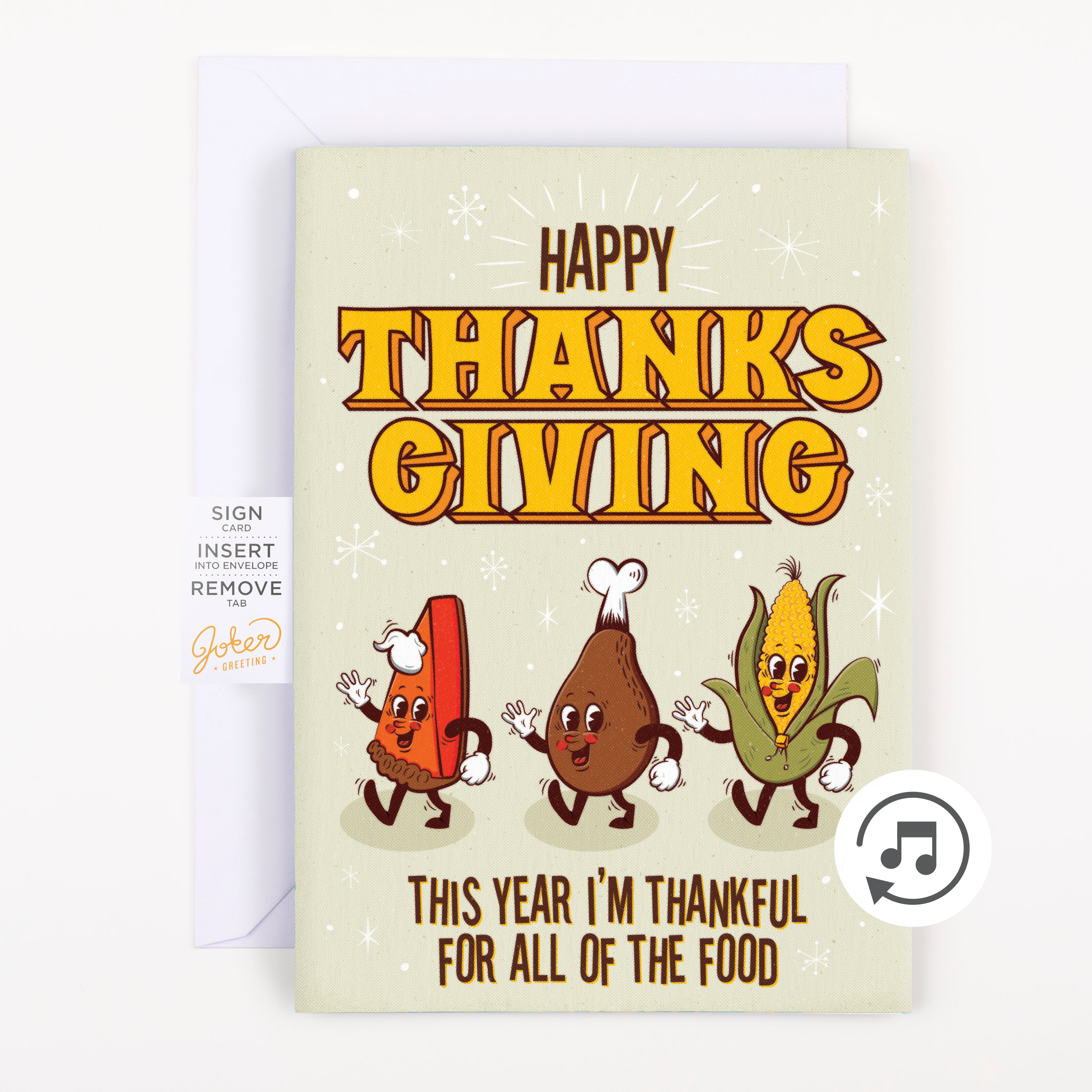 Endless Thanksgiving Card with Glitter Joker Greeting