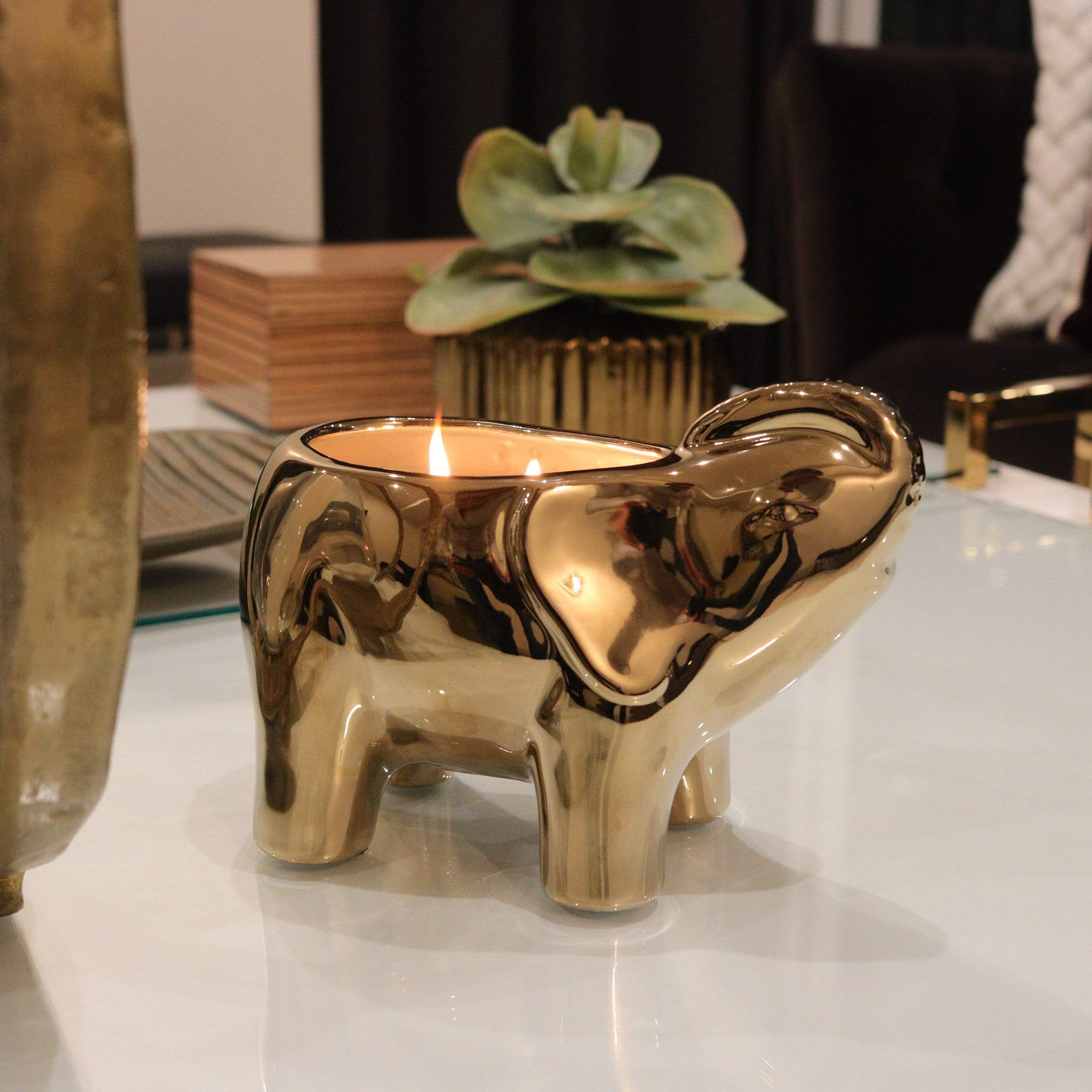 Gold Elephant Candle