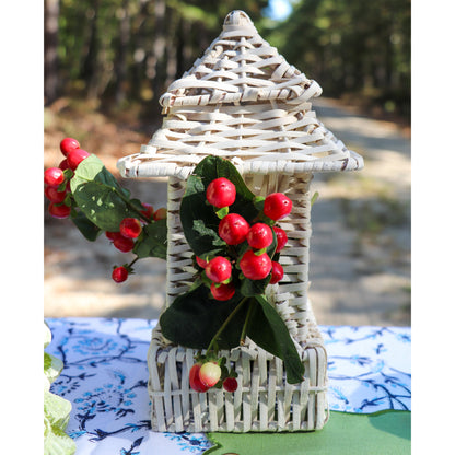 White Rattan Pagoda Set - 1 Large & 1 Small Ro'Table