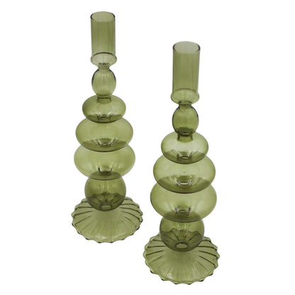 Willow Green Candle Holder - Pair Ro'Table