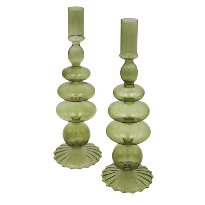 Willow Green Candle Holder - Pair Ro'Table