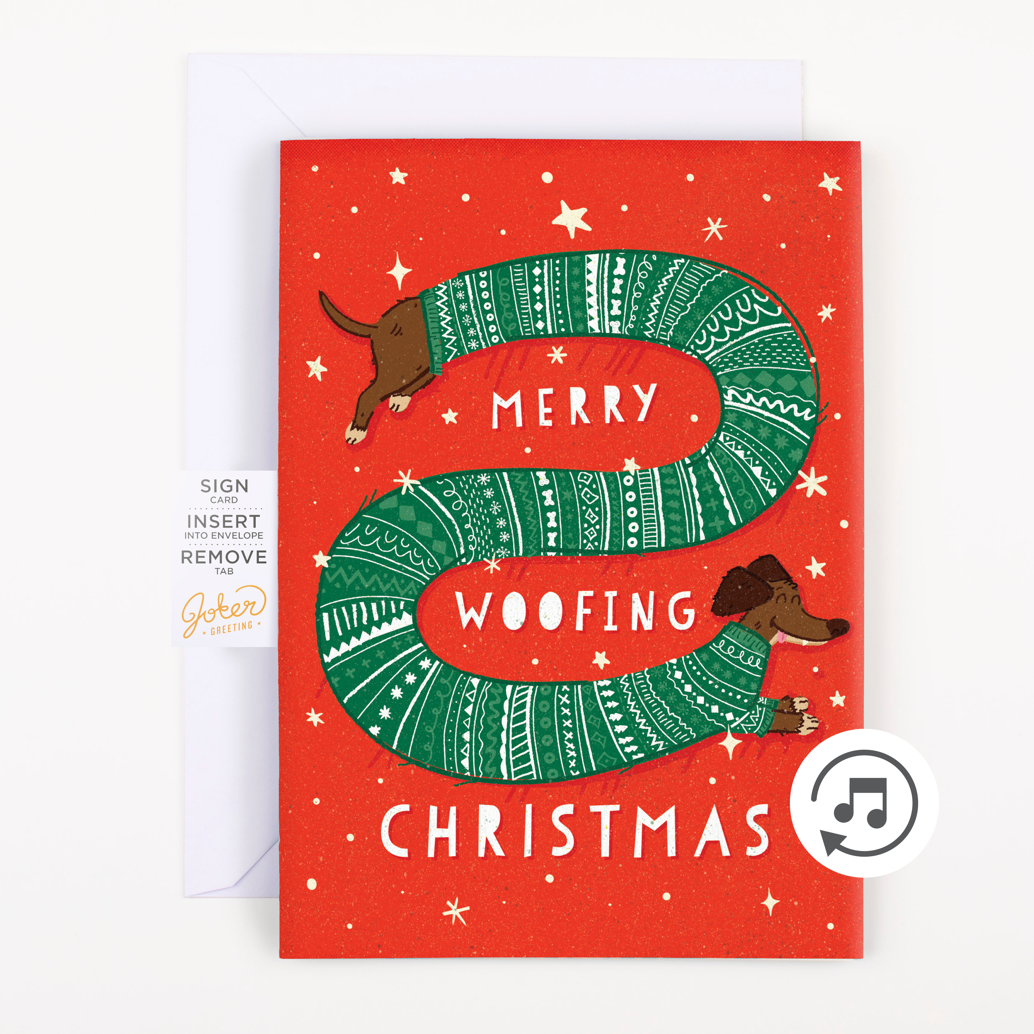 Endless Woofing Christmas Card with Glitter Joker Greeting