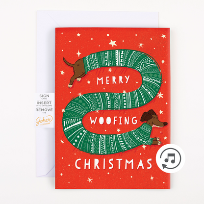 Endless Woofing Christmas Card with Glitter Joker Greeting