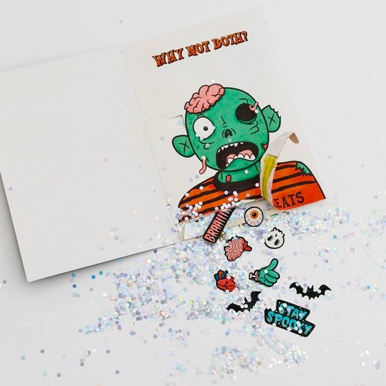 Endless Halloween Card with Glitter and Sticker Surprise Joker Greeting
