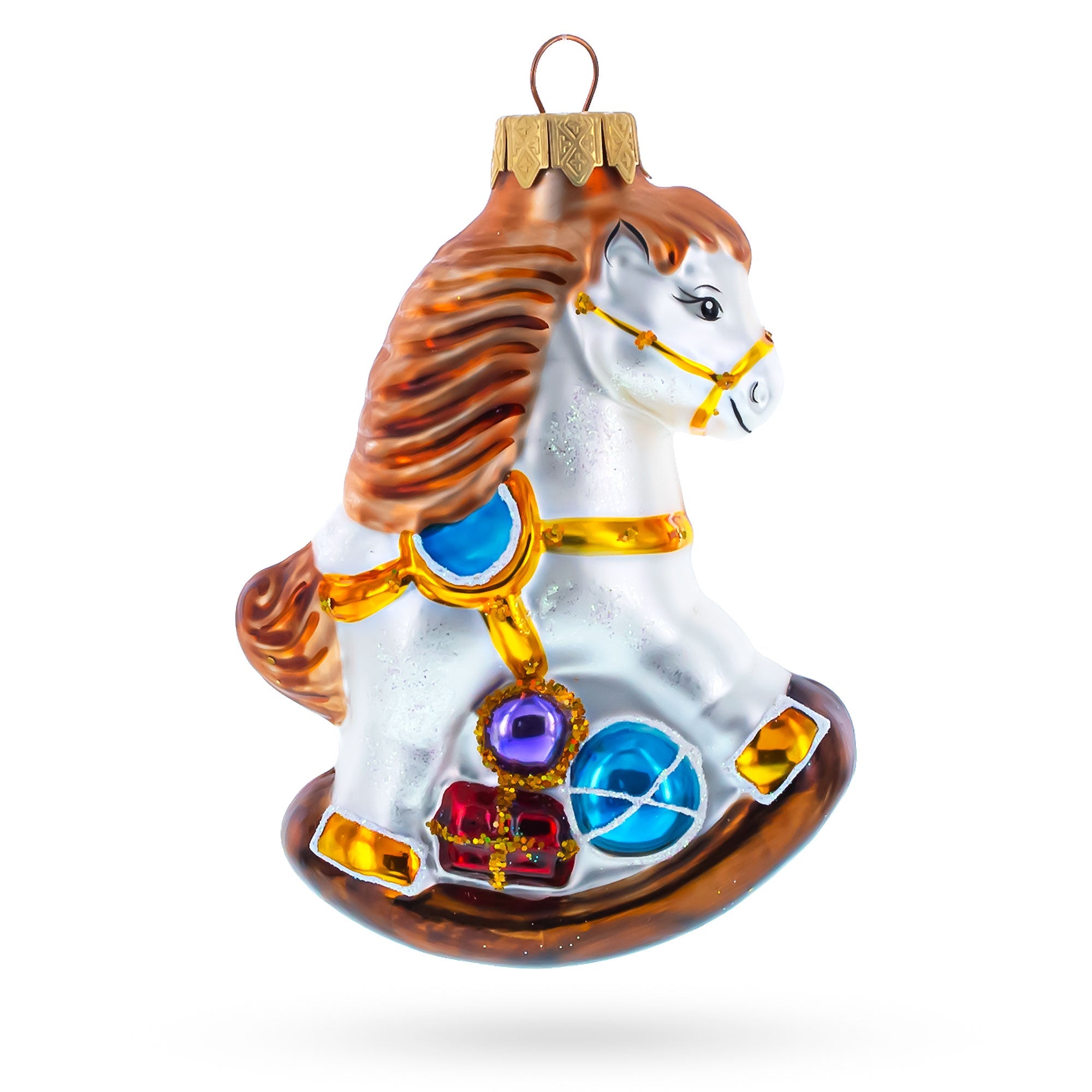 Vintage Style Rocking Horse Glass Christmas Ornament
