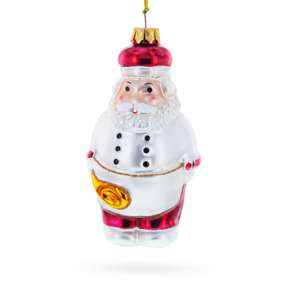 Santa the Cook Glass Christmas Ornament