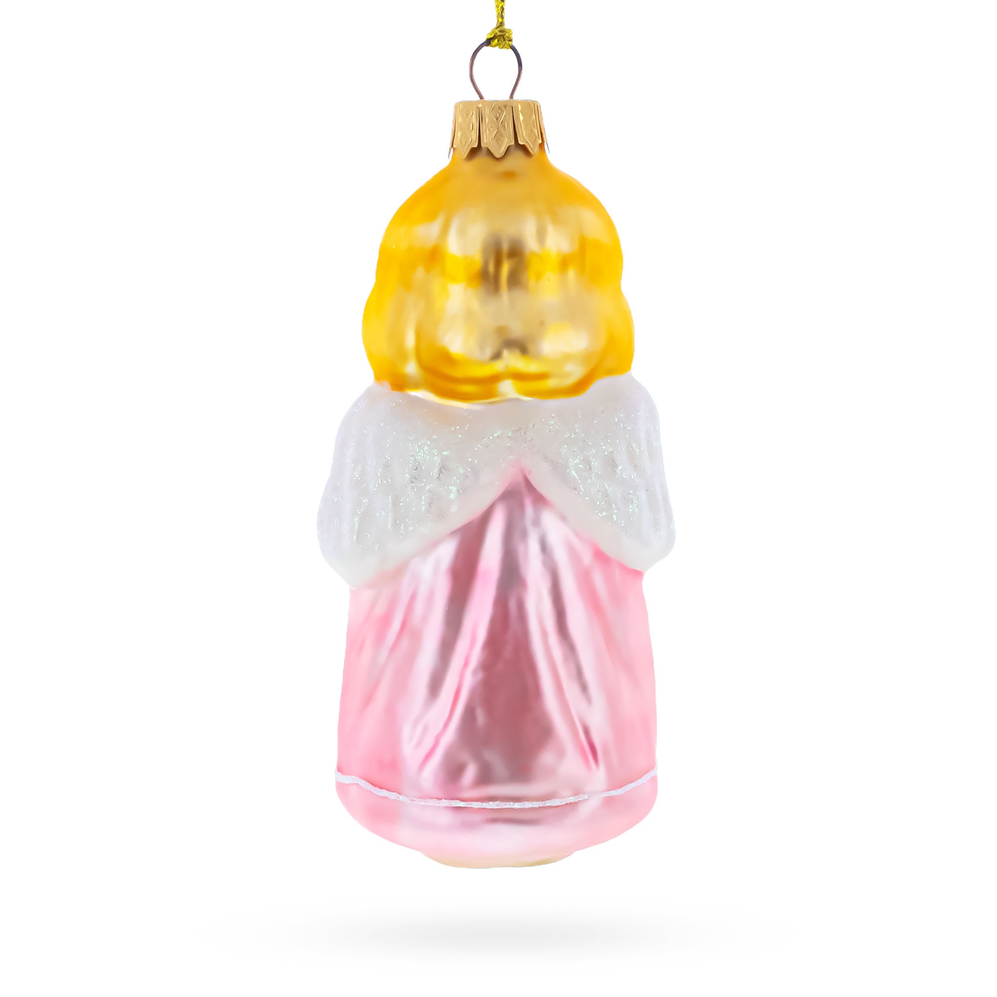 Vintage Style Angel in Pink Glass Christmas Ornament