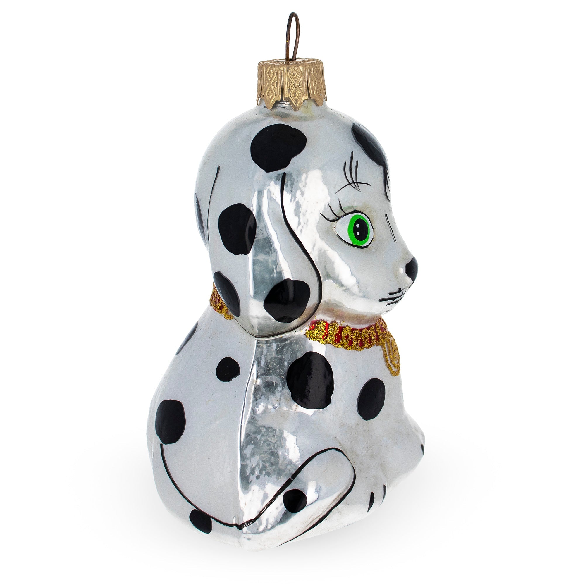 Dalmatian Puppy with Green Eyes Glass Christmas Ornament BestPysanky