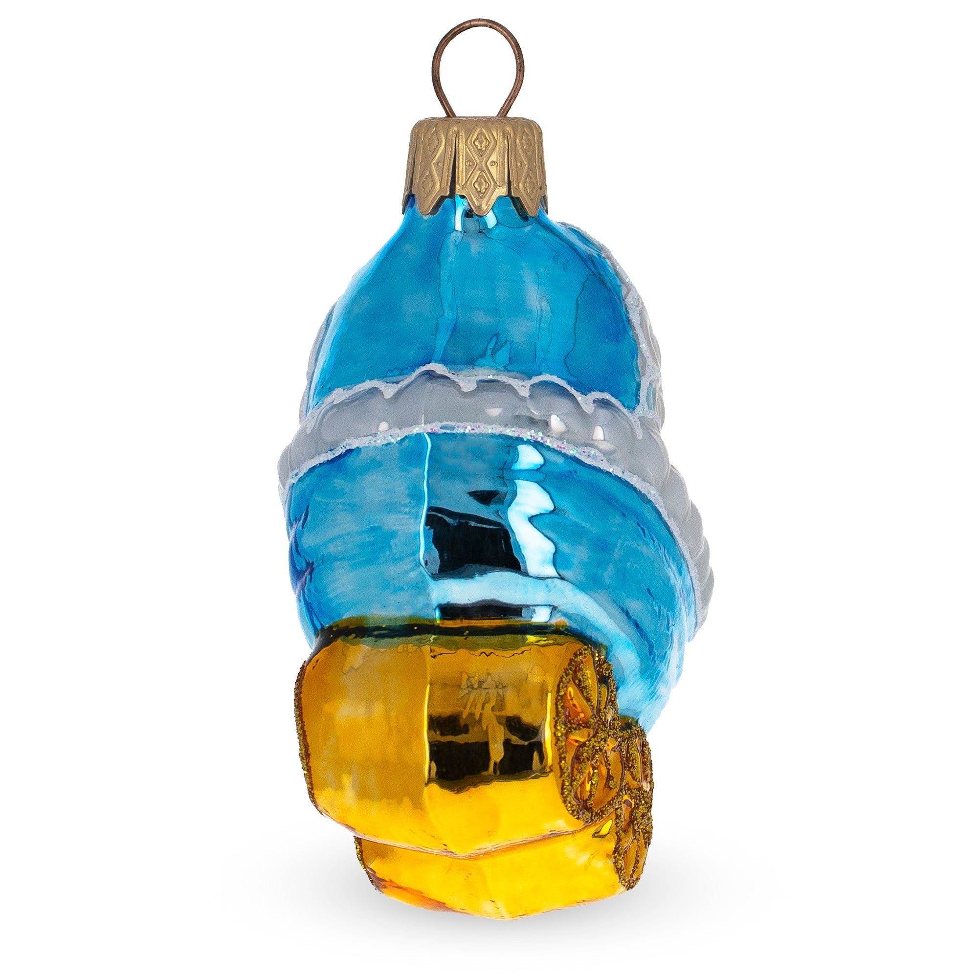 Newborn Baby Girl Wrapped in Blanket Inside a Stroller Glass Christmas Ornament