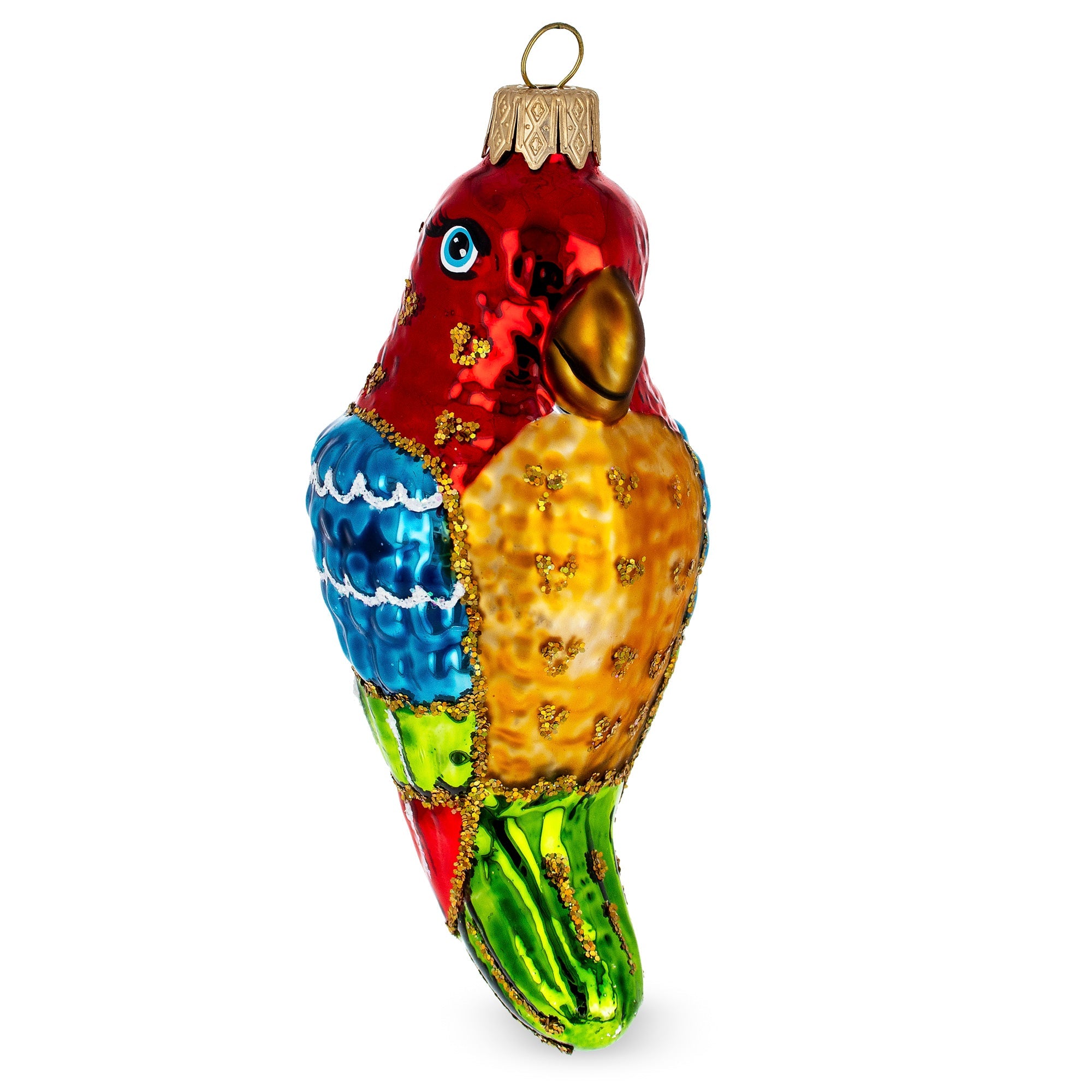 Parrot with Bright Feathers Glass Christmas Ornament