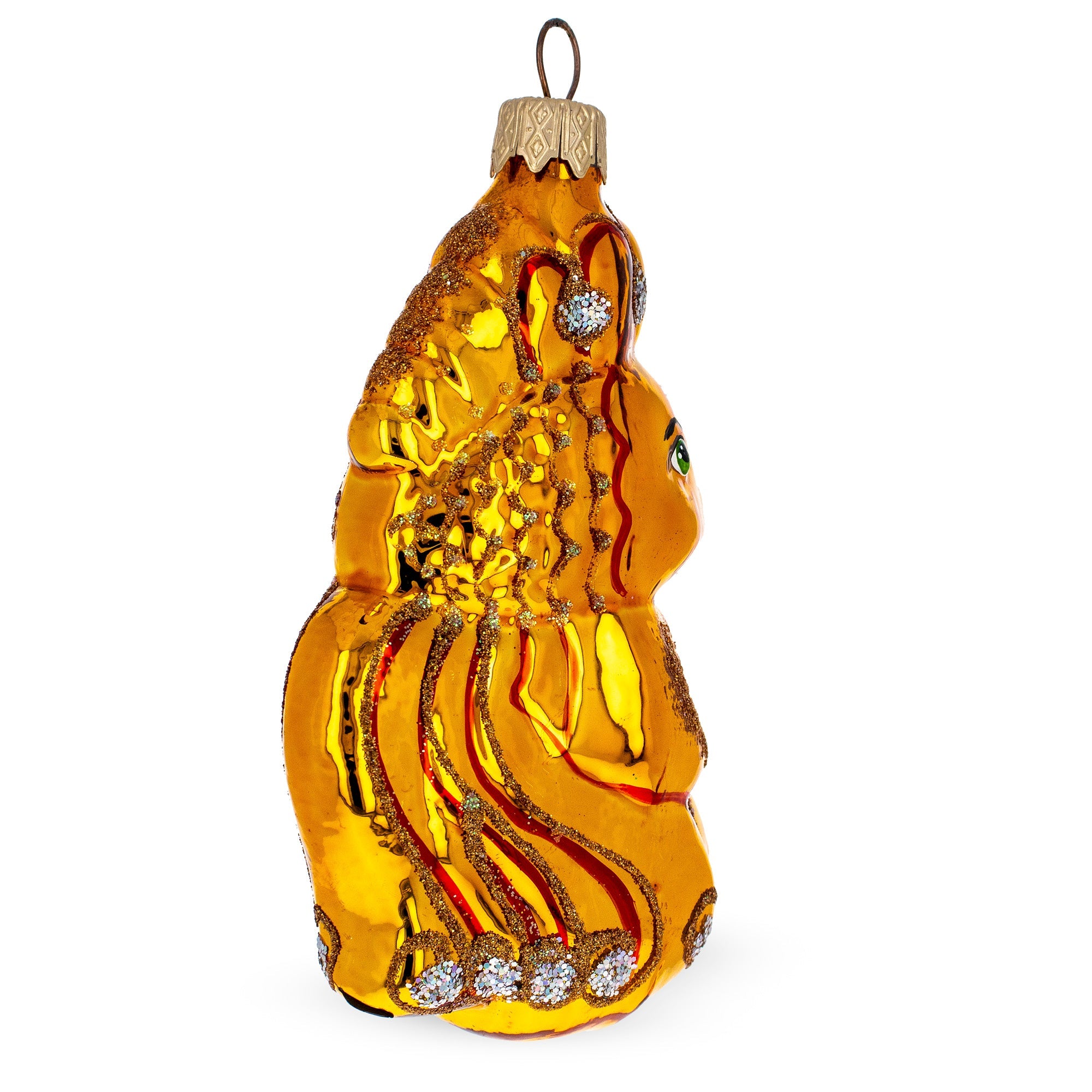 Shiny Goldfish with Scales Glass Christmas Ornament