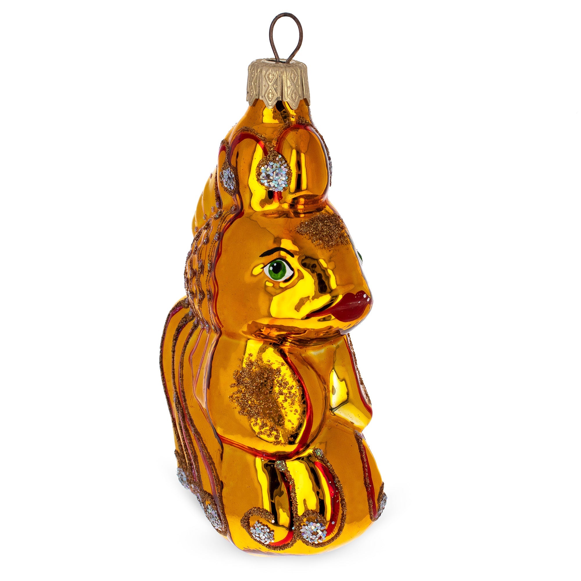 Shiny Goldfish with Scales Glass Christmas Ornament