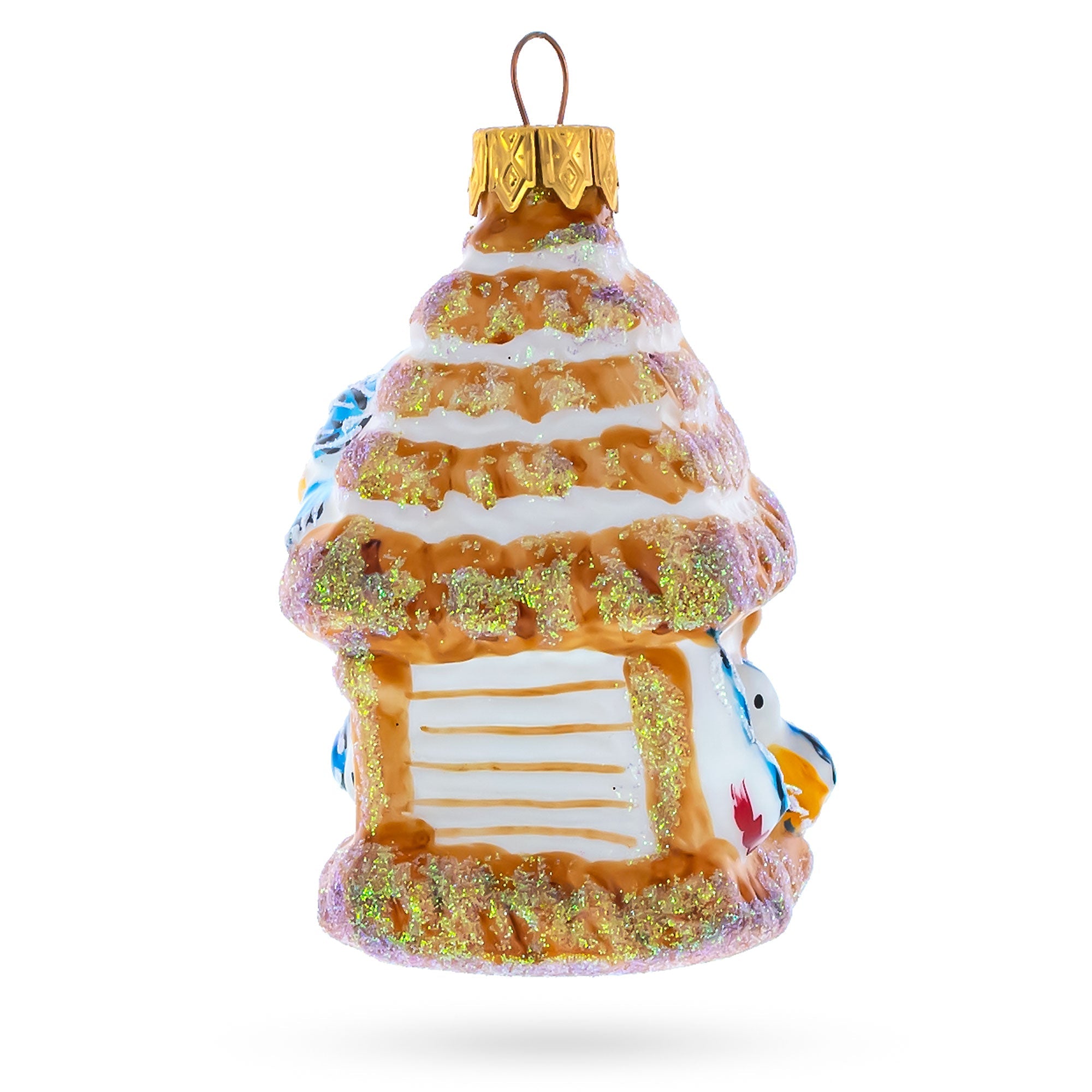 Birdhouse with Bluebirds Glass Christmas Ornament BestPysanky