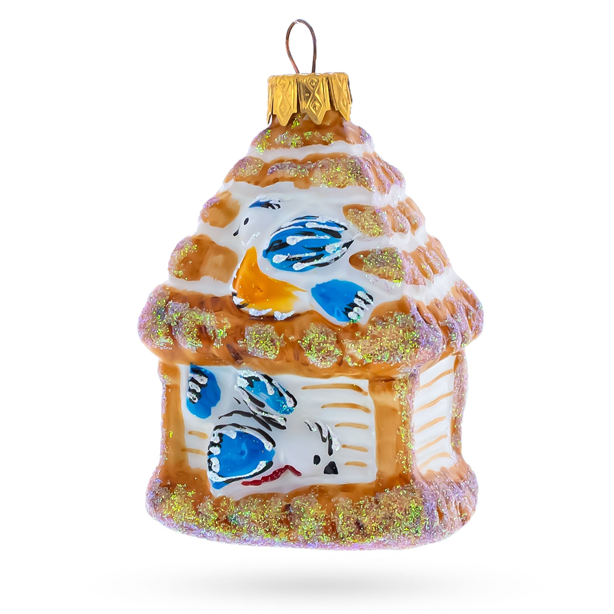 Birdhouse with Bluebirds Glass Christmas Ornament BestPysanky