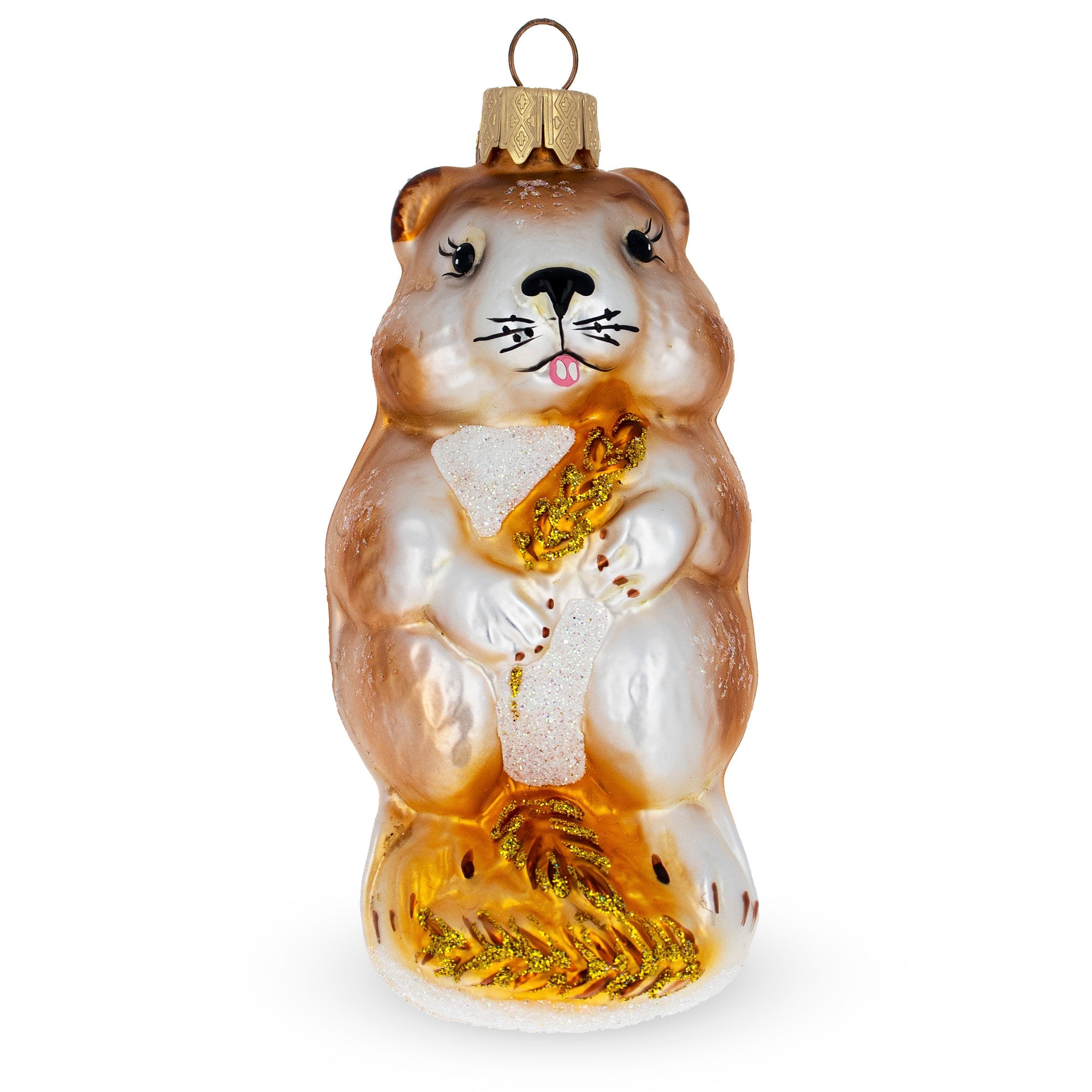Hamster with Wheat Glass Christmas Ornament BestPysanky