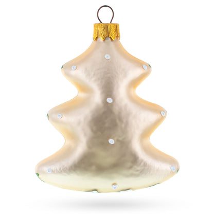 Winter Pine Tree with Songbird Glass Christmas Ornament