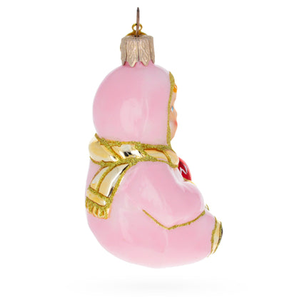Toddler Girl in Pink Glass Christmas Ornament