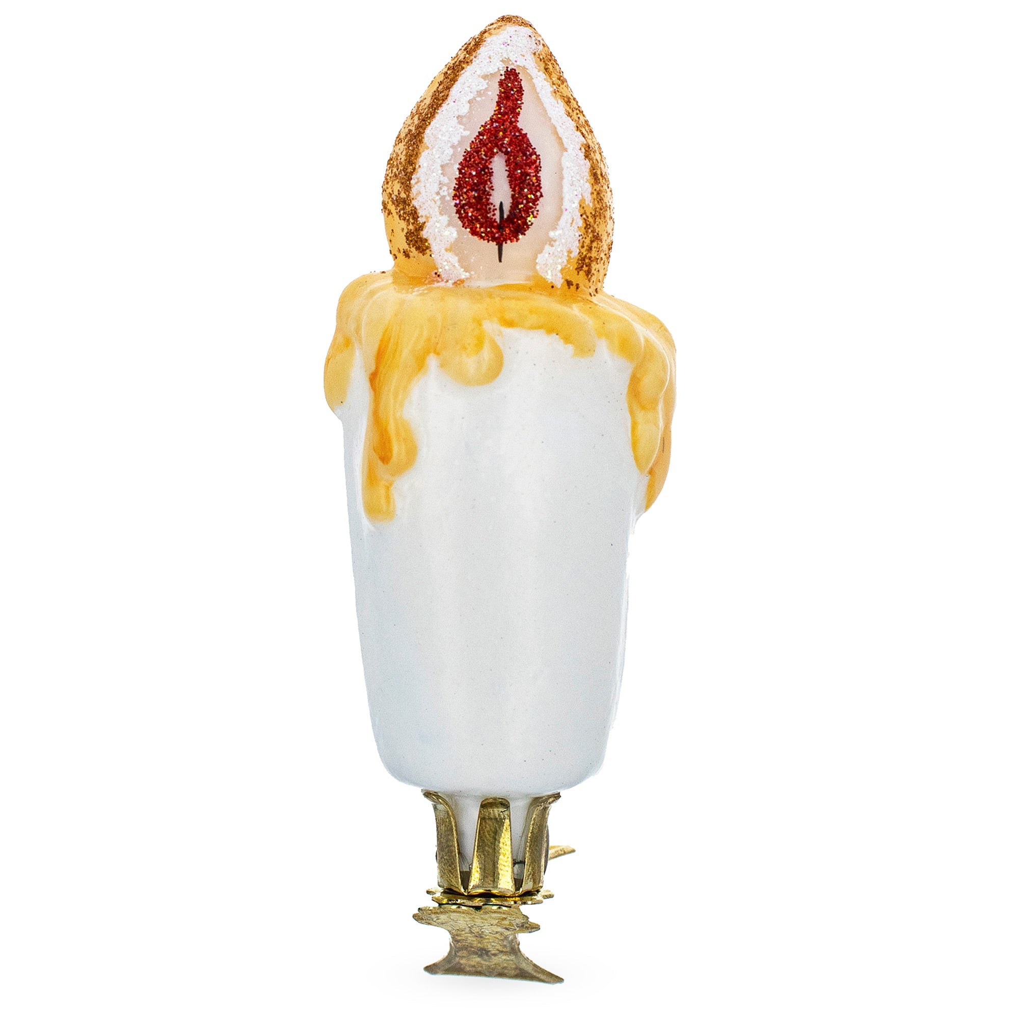 Candle Clip on Glass Christmas Ornament