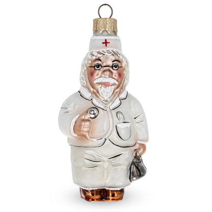 Doctor with Stethoscope Glass Christmas Ornament