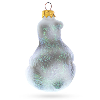 Mother Bear with Cub Glass Christmas Ornament