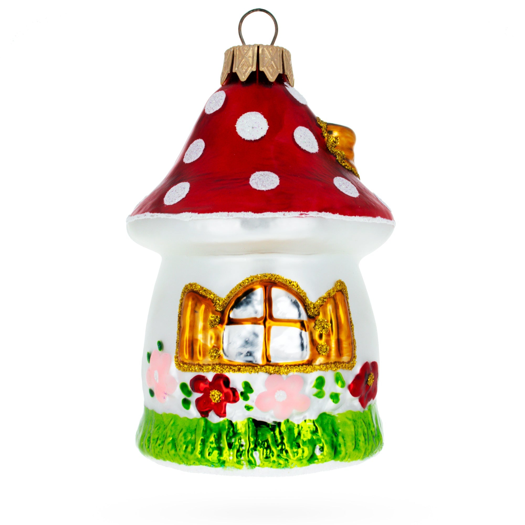 Fairy Mushroom House Glass Christmas Ornament BestPysanky