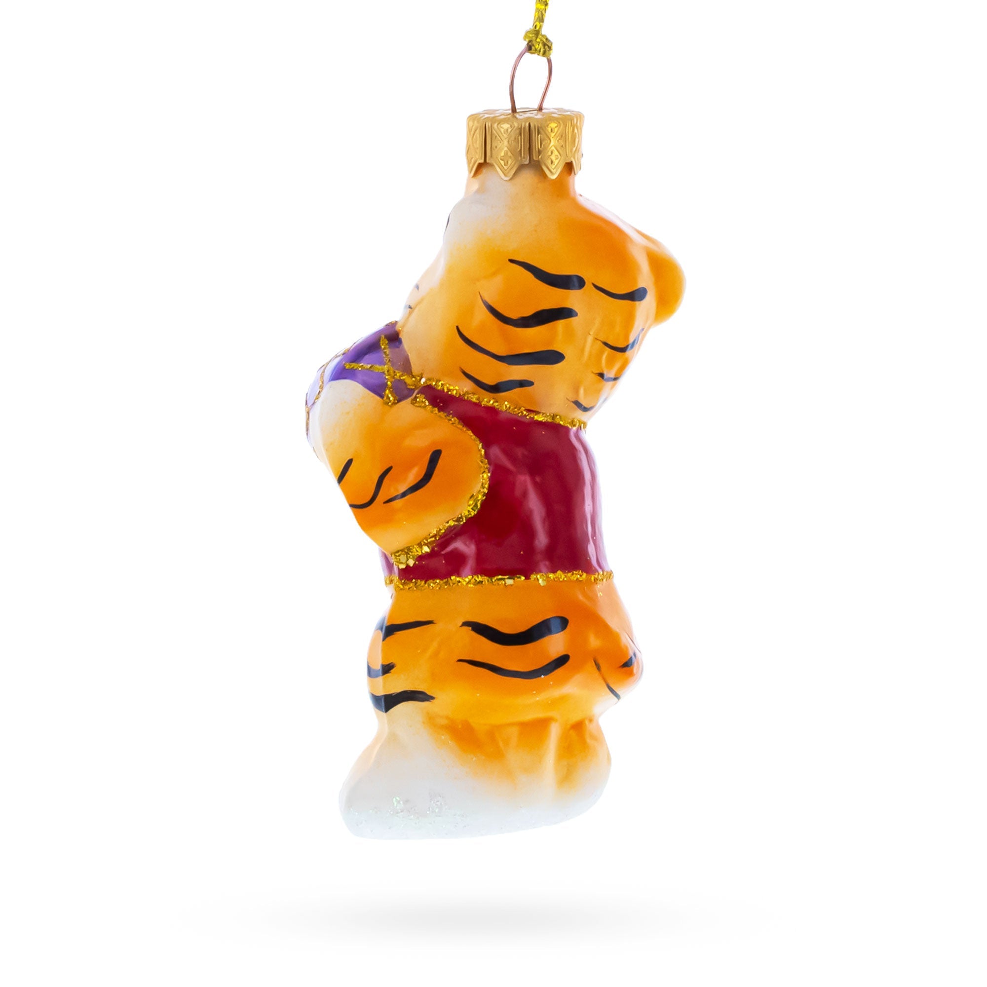 Tiger Cub with Ball Glass Christmas Ornament