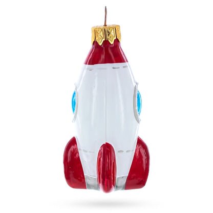 Space Rocket Glass Christmas Ornament