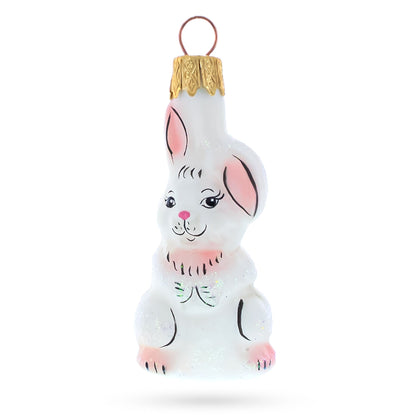 White Bunny Rabbit Glass Christmas Ornament BestPysanky
