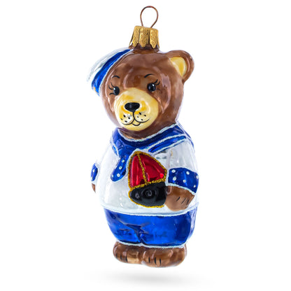Bear the Sailor Glass Christmas Ornament