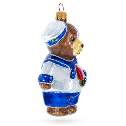 Bear the Sailor Glass Christmas Ornament