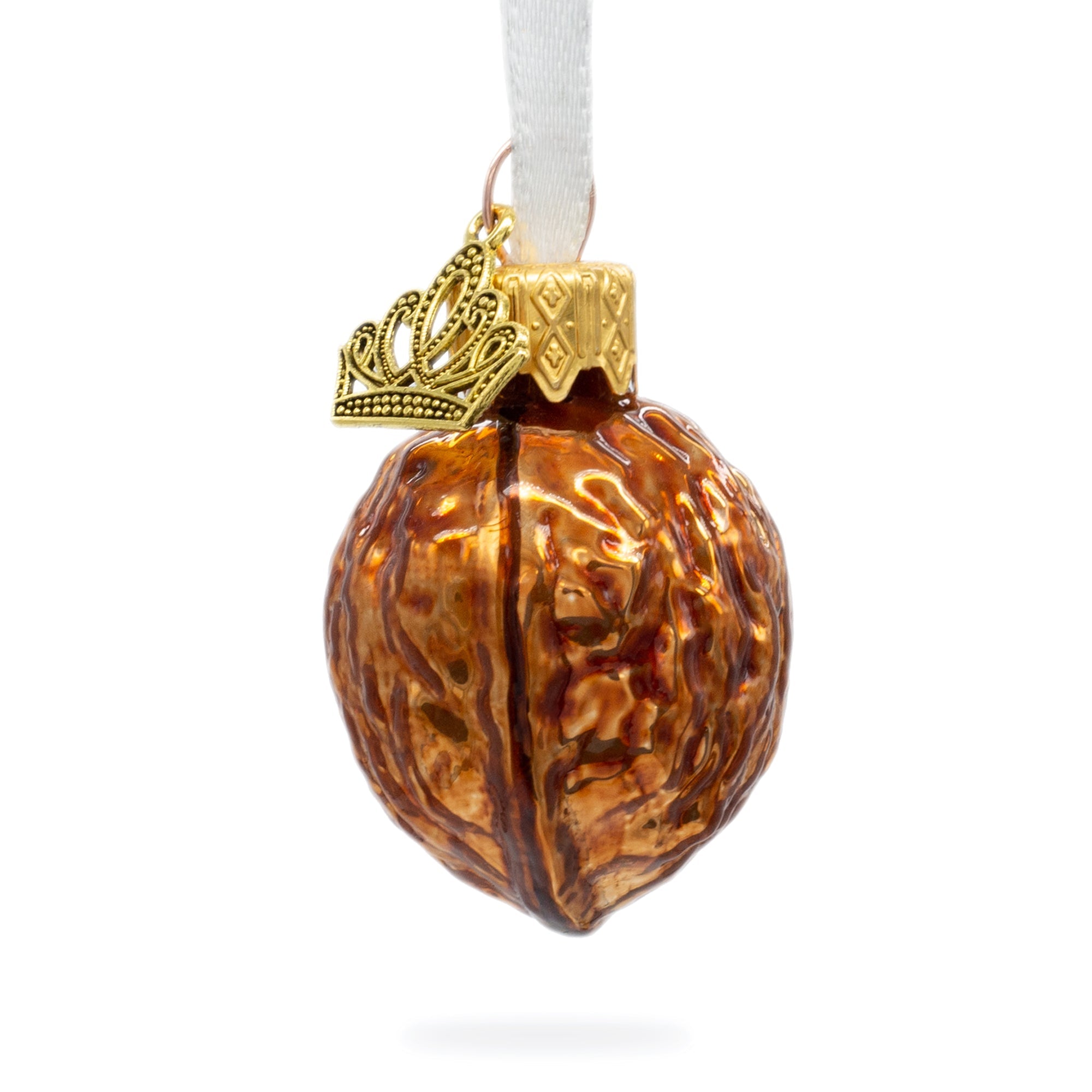 Shiny Walnut Mini Glass Christmas Ornament