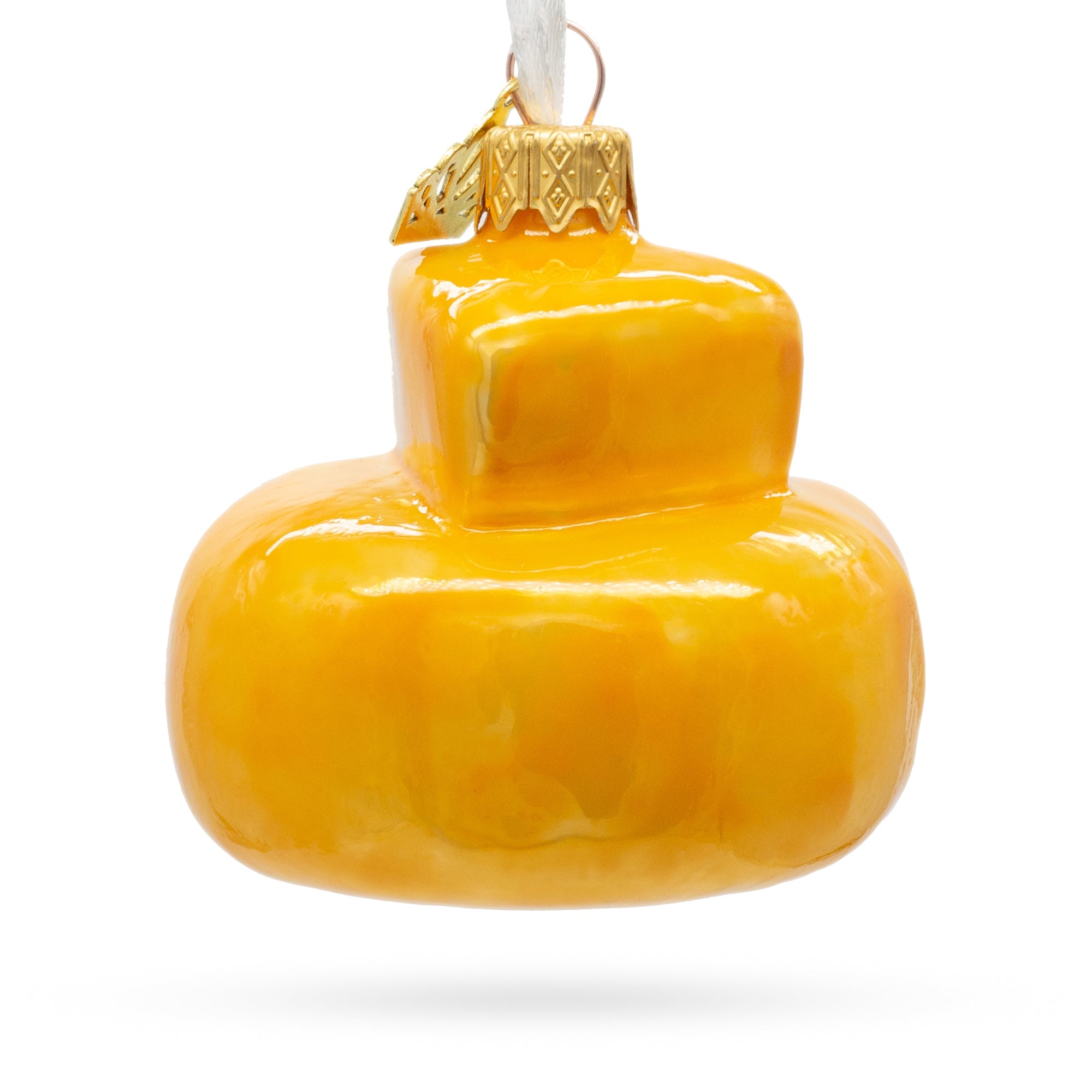 Cheese Head Mini Glass Christmas Ornament